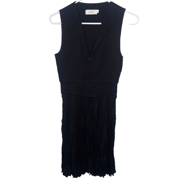 A.L.C. SLEEVELESS DRESS ETTA BLACK PLEATED - Picture 3 of 13